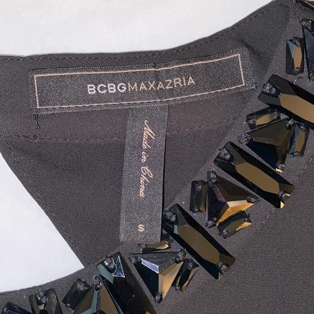 BCBGMaxAzria Frances Jewel-Neck Black Blouse - Picture 10 of 11